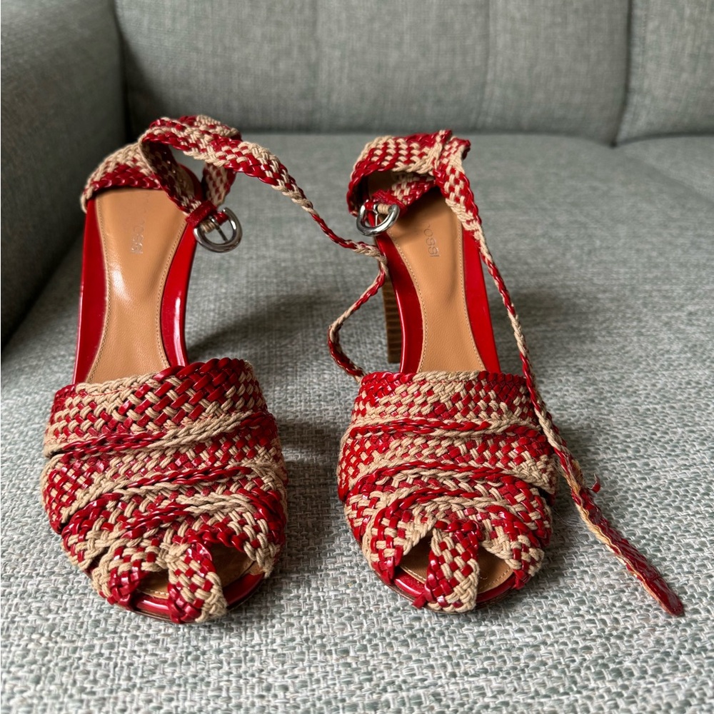 Unique Sergio Rossi ankle strap heels. Size 37. No box, original dust bag.
